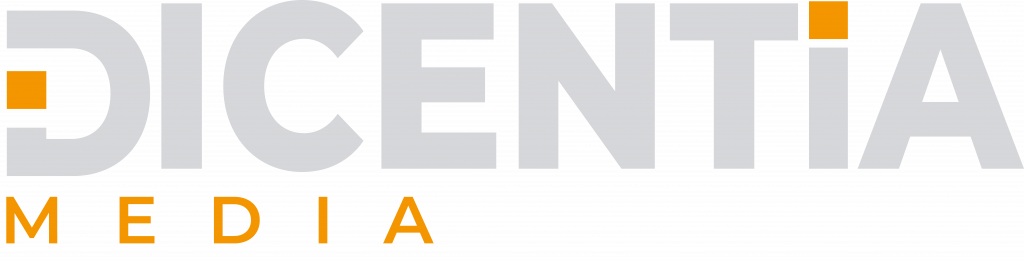 Logo von Dicentia. DICENTIA dabei in Großbuchstaben sowie mit der kleineren Unterschrift MEDIA